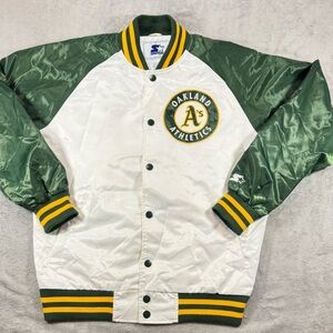 Vintage Retro Y2K Oakland Athletics Satin Starter Jacket Size Large . 🔥